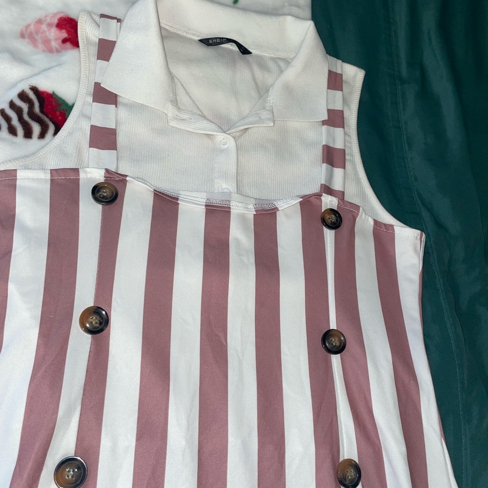 Striped Sleeveless Dress with Button Accents